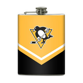 Фляга с принтом Pittsburgh Penguins (Форма 1) в Курске, металлический корпус | емкость 0,22 л, размер 125 х 94 мм. Виниловая наклейка запечатывается полностью | питтсбург пингвинз