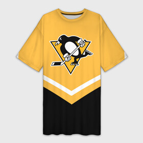 Платье-футболка 3D с принтом Pittsburgh Penguins (Форма 1) в Курске,  |  | питтсбург пингвинз
