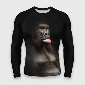 Мужской рашгард 3D с принтом Горилла в Курске,  |  | горилла | животные | обезьяна | прикол | природа | смешно | юмор | язык