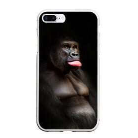 Чехол для iPhone 7Plus/8 Plus матовый с принтом Горилла в Курске, Силикон | Область печати: задняя сторона чехла, без боковых панелей | горилла | животные | обезьяна | прикол | природа | смешно | юмор | язык