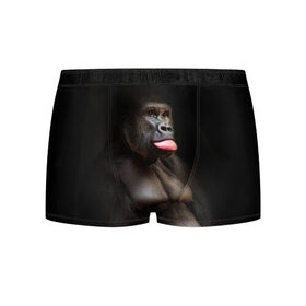 Мужские трусы 3D с принтом Горилла в Курске, 50% хлопок, 50% полиэстер | классическая посадка, на поясе мягкая тканевая резинка | Тематика изображения на принте: горилла | животные | обезьяна | прикол | природа | смешно | юмор | язык