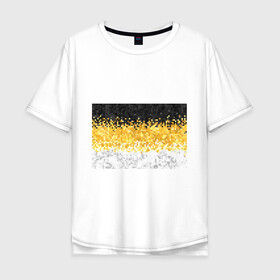 Мужская футболка хлопок Oversize с принтом 1858 Имперский флаг пикселами в Курске, 100% хлопок | свободный крой, круглый ворот, “спинка” длиннее передней части | camouflage fabric suprime military | военный триколор россии | камуфляж имперский флаг россии | камуфляжный | текстура вежливых | черно желто белый