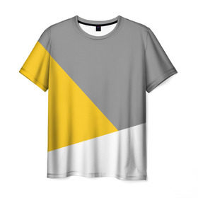 Мужская футболка 3D с принтом Серый, желтый, белый-идеальное сочетание! в Курске, 100% полиэфир | прямой крой, круглый вырез горловины, длина до линии бедер | 