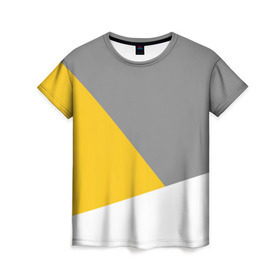 Женская футболка 3D с принтом Серый, желтый, белый-идеальное сочетание! в Курске, 100% полиэфир ( синтетическое хлопкоподобное полотно) | прямой крой, круглый вырез горловины, длина до линии бедер | 