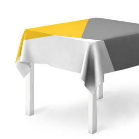 Скатерть 3D с принтом Серый, желтый, белый-идеальное сочетание! в Курске, 100% полиэстер (ткань не мнется и не растягивается) | Размер: 150*150 см | 