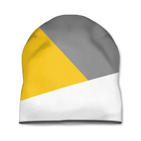Шапка 3D с принтом Серый, желтый, белый-идеальное сочетание! в Курске, 100% полиэстер | универсальный размер, печать по всей поверхности изделия | 