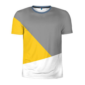 Мужская футболка 3D спортивная с принтом Серый, желтый, белый-идеальное сочетание! в Курске, 100% полиэстер с улучшенными характеристиками | приталенный силуэт, круглая горловина, широкие плечи, сужается к линии бедра | 