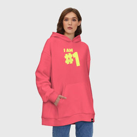 Худи SuperOversize хлопок с принтом I am 1 в Курске, 70% хлопок, 30% полиэстер, мягкий начес внутри | карман-кенгуру, эластичная резинка на манжетах и по нижней кромке, двухслойный капюшон
 | battle royale | fortnite | lama | батл рояль | лама | фортнайт