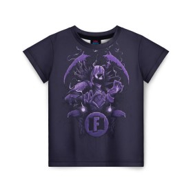Детская футболка 3D с принтом Raven в Курске, 100% гипоаллергенный полиэфир | прямой крой, круглый вырез горловины, длина до линии бедер, чуть спущенное плечо, ткань немного тянется | battle royale | fortnite | lama | raven | батл рояль | ворон | лама | фортнайт