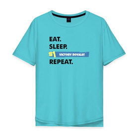 Мужская футболка хлопок Oversize с принтом Eat Sleep в Курске, 100% хлопок | свободный крой, круглый ворот, “спинка” длиннее передней части | battle royale | fortnite | lama | батл рояль | лама | фортнайт