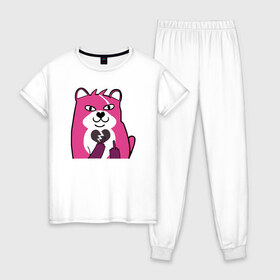 Женская пижама хлопок с принтом Fortnite Bear в Курске, 100% хлопок | брюки и футболка прямого кроя, без карманов, на брюках мягкая резинка на поясе и по низу штанин | battle royale | fortnite | lama | батл рояль | лама | медведь | фортнайт