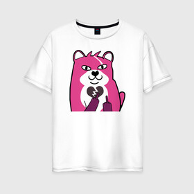 Женская футболка хлопок Oversize с принтом Fortnite Bear в Курске, 100% хлопок | свободный крой, круглый ворот, спущенный рукав, длина до линии бедер
 | battle royale | fortnite | lama | батл рояль | лама | медведь | фортнайт