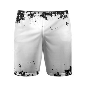 Мужские шорты 3D спортивные с принтом БРЫЗГИ КРАСКИ в Курске,  |  | black | color | paint | white | белый | капли | краска | пятна | разводы | текстура | цвет | черный