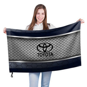 Флаг 3D с принтом TOYOTA SPORT в Курске, 100% полиэстер | плотность ткани — 95 г/м2, размер — 67 х 109 см. Принт наносится с одной стороны | auto | car | toyota | авто | автомобиль | машина