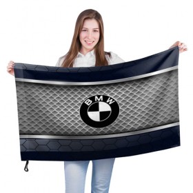 Флаг 3D с принтом BMW SPORT в Курске, 100% полиэстер | плотность ткани — 95 г/м2, размер — 67 х 109 см. Принт наносится с одной стороны | auto | bmw | car | авто | автомобиль | бмв | машина