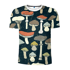 Мужская футболка 3D спортивная с принтом Загадочный лес в Курске, 100% полиэстер с улучшенными характеристиками | приталенный силуэт, круглая горловина, широкие плечи, сужается к линии бедра | грибы | паттерн