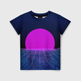 Детская футболка 3D с принтом Солнце в Курске, 100% гипоаллергенный полиэфир | прямой крой, круглый вырез горловины, длина до линии бедер, чуть спущенное плечо, ткань немного тянется | 3d | cgi | digital art | music | retro | vaporwave | абстракция | вейпорвейв | геометрия | музыка | ретро