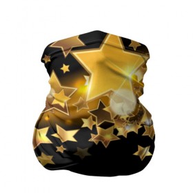 Бандана-труба 3D с принтом Золотые звездочки в Курске, 100% полиэстер, ткань с особыми свойствами — Activecool | плотность 150‒180 г/м2; хорошо тянется, но сохраняет форму | 3d | звездочки | звезды | золото | золотые звездочки | картинка | черный фон