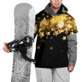 Накидка на куртку 3D с принтом Золотые звездочки в Курске, 100% полиэстер |  | 3d | звездочки | звезды | золото | золотые звездочки | картинка | черный фон