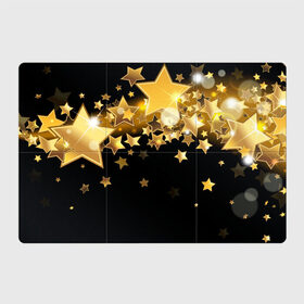 Магнитный плакат 3Х2 с принтом Золотые звездочки в Курске, Полимерный материал с магнитным слоем | 6 деталей размером 9*9 см | 3d | звездочки | звезды | золото | золотые звездочки | картинка | черный фон