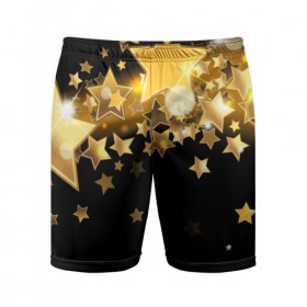 Мужские шорты 3D спортивные с принтом Золотые звездочки в Курске,  |  | 3d | звездочки | звезды | золото | золотые звездочки | картинка | черный фон