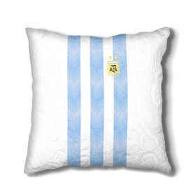 Подушка 3D с принтом Сборная Аргентины в Курске, наволочка – 100% полиэстер, наполнитель – холлофайбер (легкий наполнитель, не вызывает аллергию). | состоит из подушки и наволочки. Наволочка на молнии, легко снимается для стирки | аргентина | месси | сборная аргентины