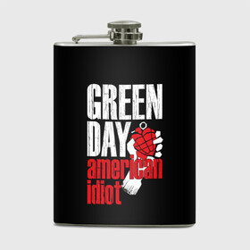 Фляга с принтом Green Day American Idiot в Курске, металлический корпус | емкость 0,22 л, размер 125 х 94 мм. Виниловая наклейка запечатывается полностью | green day | punk rock | билли джо армстронг | панк рок