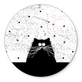 Коврик для мышки круглый с принтом Котик в Курске, резина и полиэстер | круглая форма, изображение наносится на всю лицевую часть | cats | kitty | кот | котик | сердечки cat | сердце