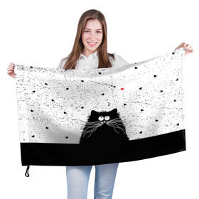 Флаг 3D с принтом Котик в Курске, 100% полиэстер | плотность ткани — 95 г/м2, размер — 67 х 109 см. Принт наносится с одной стороны | cats | kitty | кот | котик | сердечки cat | сердце