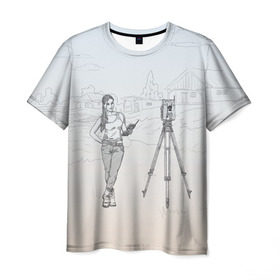 Мужская футболка 3D с принтом Девушка с контроллером в Курске, 100% полиэфир | прямой крой, круглый вырез горловины, длина до линии бедер | surveyor | геодезист | геодезия | кадастр
