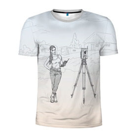Мужская футболка 3D спортивная с принтом Девушка с контроллером в Курске, 100% полиэстер с улучшенными характеристиками | приталенный силуэт, круглая горловина, широкие плечи, сужается к линии бедра | surveyor | геодезист | геодезия | кадастр