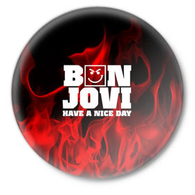 Значок с принтом BON JOVI в Курске,  металл | круглая форма, металлическая застежка в виде булавки | bon jovi | альтернативный хип хоп | группа | инди поп | музыка | музыкальное произведение | ноты | регги | рок | синти поп