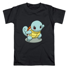 Мужская футболка хлопок с принтом Pokemon squirtle в Курске, 100% хлопок | прямой крой, круглый вырез горловины, длина до линии бедер, слегка спущенное плечо. | pokemon | squirtle