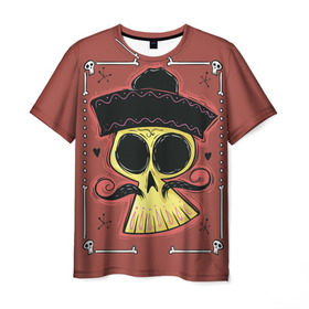 Мужская футболка 3D с принтом Dia de los Muertos в Курске, 100% полиэфир | прямой крой, круглый вырез горловины, длина до линии бедер | Тематика изображения на принте: череп