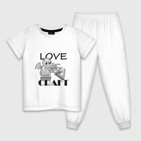 Детская пижама хлопок с принтом Love Craft в Курске, 100% хлопок |  брюки и футболка прямого кроя, без карманов, на брюках мягкая резинка на поясе и по низу штанин
 | Тематика изображения на принте: love craft | lovecraft | ктулху | лавкрафт