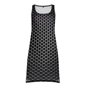 Платье-майка 3D с принтом Кристаллическая решетка в Курске, 100% полиэстер | полуприлегающий силуэт, широкие бретели, круглый вырез горловины, удлиненный подол сзади. | карбон | кристаллическая решетка | текстура