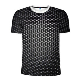 Мужская футболка 3D спортивная с принтом Кристаллическая решетка в Курске, 100% полиэстер с улучшенными характеристиками | приталенный силуэт, круглая горловина, широкие плечи, сужается к линии бедра | Тематика изображения на принте: карбон | кристаллическая решетка | текстура
