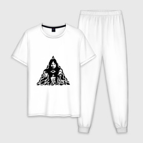Мужская пижама хлопок с принтом Pink Floyd в Курске, 100% хлопок | брюки и футболка прямого кроя, без карманов, на брюках мягкая резинка на поясе и по низу штанин
 | 