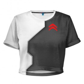 Женская футболка 3D укороченная с принтом Citroen sport uniform auto в Курске, 100% полиэстер | круглая горловина, длина футболки до линии талии, рукава с отворотами | Тематика изображения на принте: 
