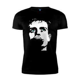 Мужская футболка премиум с принтом Ian Curtis в Курске, 92% хлопок, 8% лайкра | приталенный силуэт, круглый вырез ворота, длина до линии бедра, короткий рукав | ian curtis | joy division | rock | unknown pleasures | иэн кёртис | рок