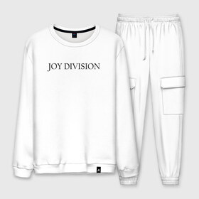 Мужской костюм хлопок с принтом Joy Division в Курске, 100% хлопок | на свитшоте круглая горловина, мягкая резинка по низу. Брюки заужены к низу, на них два вида карманов: два “обычных” по бокам и два объемных, с клапанами, расположенные ниже линии бедра. Брюки с мягкой трикотажной резинкой на поясе и по низу штанин. В поясе для дополнительного комфорта — широкие завязки | ian curtis | joy division | rock | unknown pleasures | иэн кёртис | рок