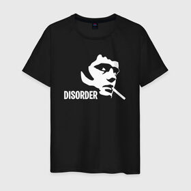 Мужская футболка хлопок с принтом Disorder в Курске, 100% хлопок | прямой крой, круглый вырез горловины, длина до линии бедер, слегка спущенное плечо. | ian curtis | joy division | rock | unknown pleasures | иэн кёртис | рок