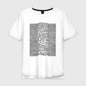 Мужская футболка хлопок Oversize с принтом Unknown Pleasures в Курске, 100% хлопок | свободный крой, круглый ворот, “спинка” длиннее передней части | Тематика изображения на принте: ian curtis | joy division | rock | unknown pleasures | иэн кёртис | рок