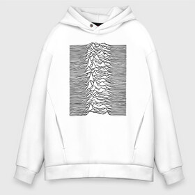 Мужское худи Oversize хлопок с принтом Unknown Pleasures в Курске, френч-терри — 70% хлопок, 30% полиэстер. Мягкий теплый начес внутри —100% хлопок | боковые карманы, эластичные манжеты и нижняя кромка, капюшон на магнитной кнопке | Тематика изображения на принте: ian curtis | joy division | rock | unknown pleasures | иэн кёртис | рок