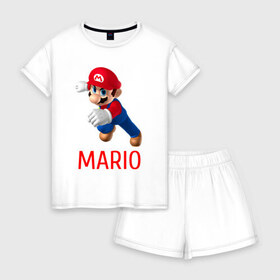 Женская пижама с шортиками хлопок с принтом Марио и Луиджи в Курске, 100% хлопок | футболка прямого кроя, шорты свободные с широкой мягкой резинкой | luigi | mario | луиджи | марио | нинтендо