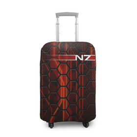 Чехол для чемодана 3D с принтом N7 в Курске, 86% полиэфир, 14% спандекс | двустороннее нанесение принта, прорези для ручек и колес | abstract | game | geometry | logo | n7 | texture | абстракция | броня | геометрия | игра | костюм | лого | логотип | масс эффект | н7 | соты | стальная броня | шепард