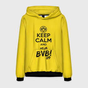 Мужская толстовка 3D с принтом Keep calm and Heja BVB в Курске, 100% полиэстер | двухслойный капюшон со шнурком для регулировки, мягкие манжеты на рукавах и по низу толстовки, спереди карман-кенгуру с мягким внутренним слоем. | Тематика изображения на принте: 09 | bvb | calm | heja | keep | боруссия | германия | дортмунд | клуб | сохраняй | спокойствие | фк | футбол | футбольный