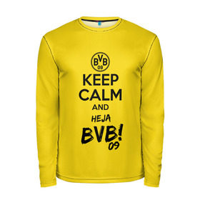 Мужской лонгслив 3D с принтом Keep calm and Heja BVB в Курске, 100% полиэстер | длинные рукава, круглый вырез горловины, полуприлегающий силуэт | Тематика изображения на принте: 09 | bvb | calm | heja | keep | боруссия | германия | дортмунд | клуб | сохраняй | спокойствие | фк | футбол | футбольный