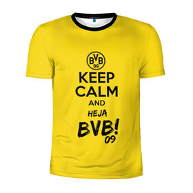 Мужская футболка 3D спортивная с принтом Keep calm and Heja BVB в Курске, 100% полиэстер с улучшенными характеристиками | приталенный силуэт, круглая горловина, широкие плечи, сужается к линии бедра | Тематика изображения на принте: 09 | bvb | calm | heja | keep | боруссия | германия | дортмунд | клуб | сохраняй | спокойствие | фк | футбол | футбольный