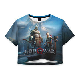 Женская футболка Cropp-top с принтом God of War в Курске, 100% полиэстер | круглая горловина, длина футболки до линии талии, рукава с отворотами | atreus | god of war | god of war 4 | gow | kratos | ps4 | атрей | бог войны | гов | зы4 | кратос | левиафан | мальчик | мимир | мировой змей | пиратs | эксклюзив